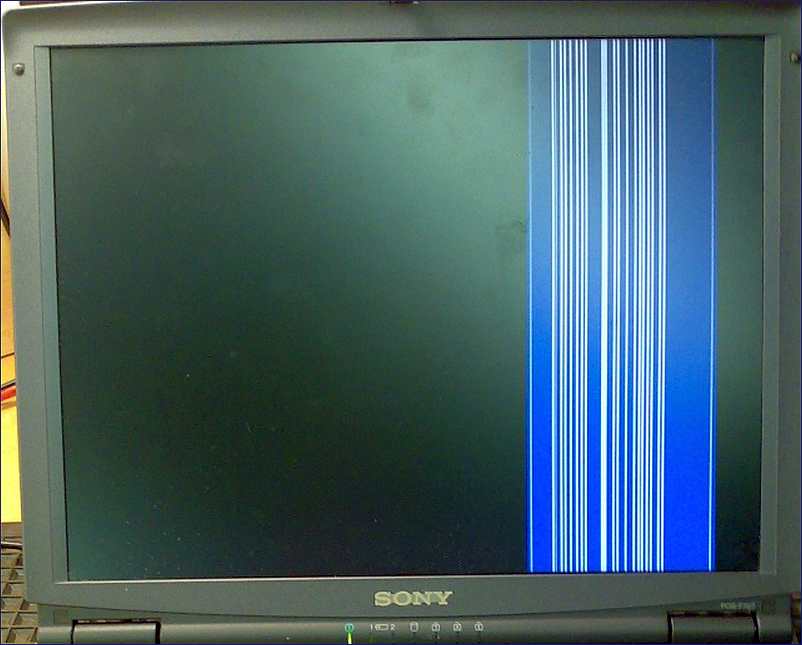 Display eines Sony VAIO Notebook hat senkrechte Streifen