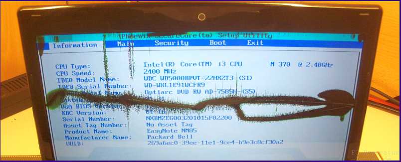 Gesprungenes PB Easynote NM85Laptop Display